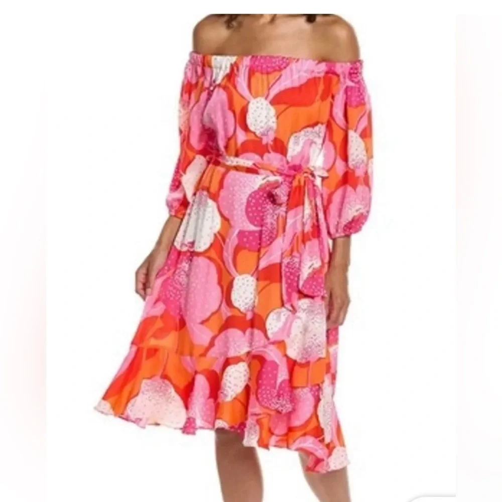 Vibrant Off-Shoulder Dress - Picture 1 of 5